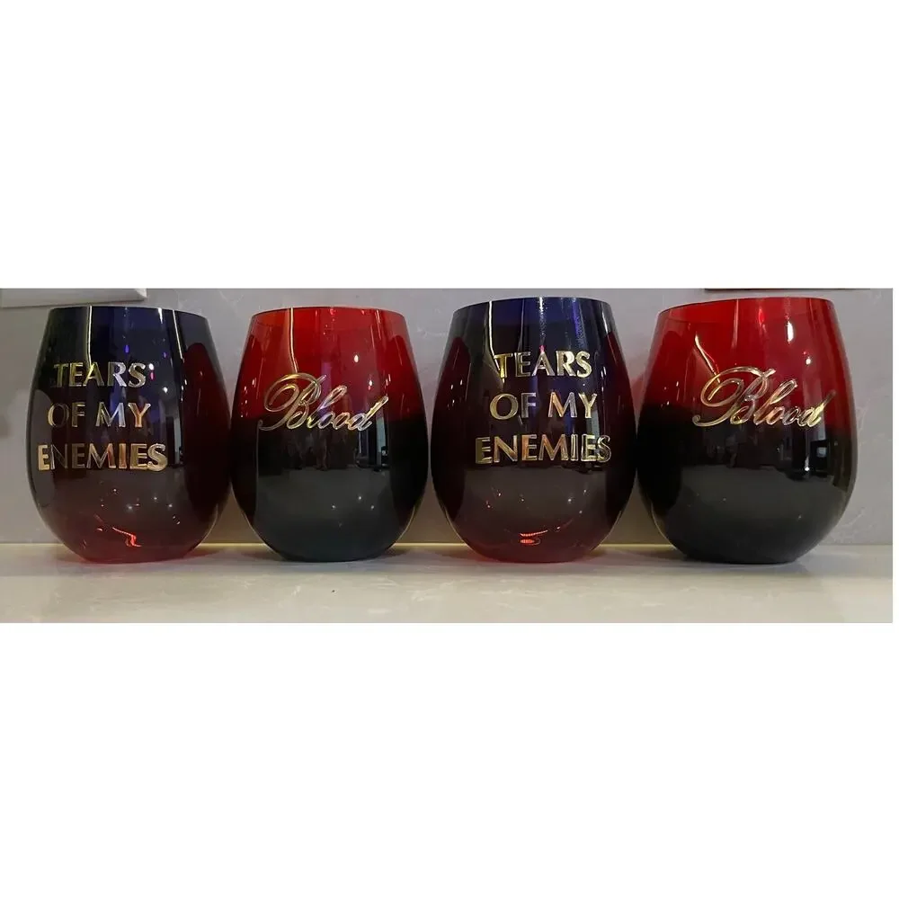Halloween Ombre Stemless Drinkware Glasses Set of 4 Blood Tear